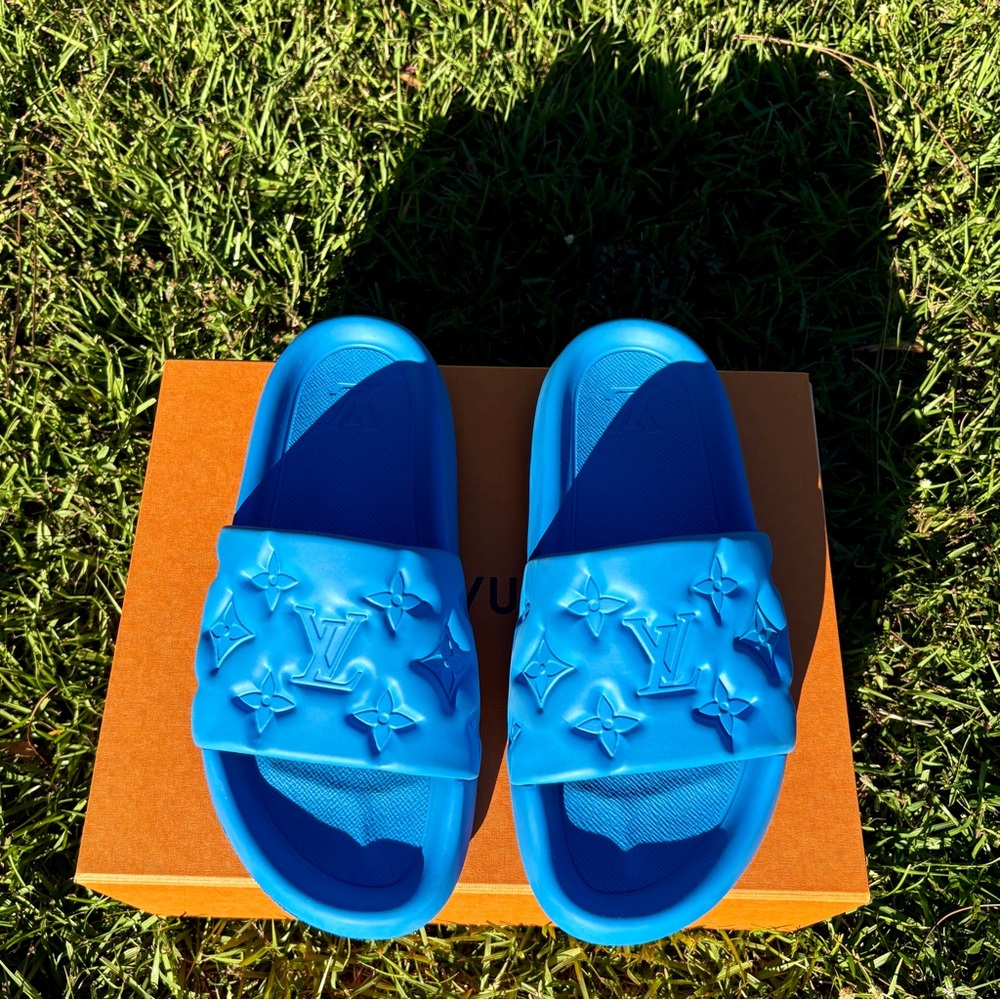 Louis Vuitton Blue Waterfront Mule Slide Size 10.5 Abloh FW21 Collector Sandal - Picture 3 of 16